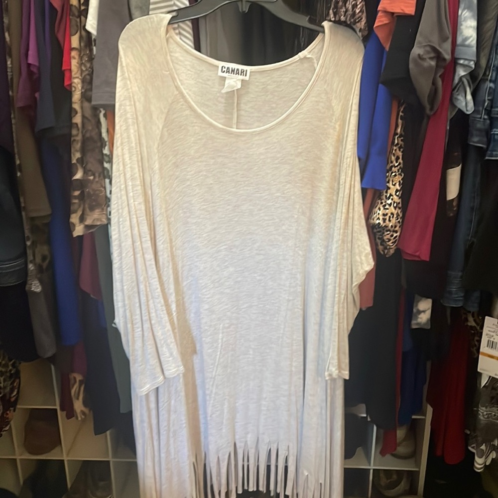 Tan thin 3/4 sleeved long top